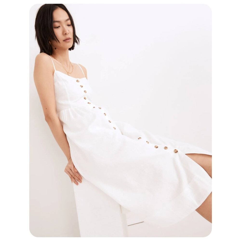 Size 6 Madewell White Button-Down Dress
